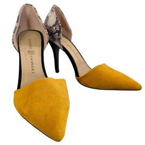 Chinese Laundry Womens 8M Pointed Toe DOrsay Heels Snakeskin & Mustard Yellow